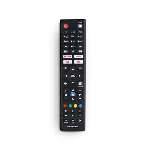 Metronic 495352 Telecomando Sostitutivo Universale per Control tutti TV Compatibile/sostitutivo Marca Philips con Tasti Netflix/Prime-Video, Smart Televisore - Nero
