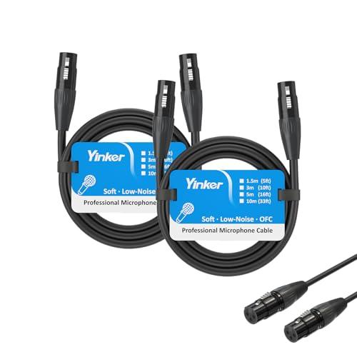 Yinker 2 pezzi cavo XLR Female-Female 1.5m cavo microfono XLR 3 poli femmina-femmina 2 pezzi per apparecchiature audio e sonore 1.5m