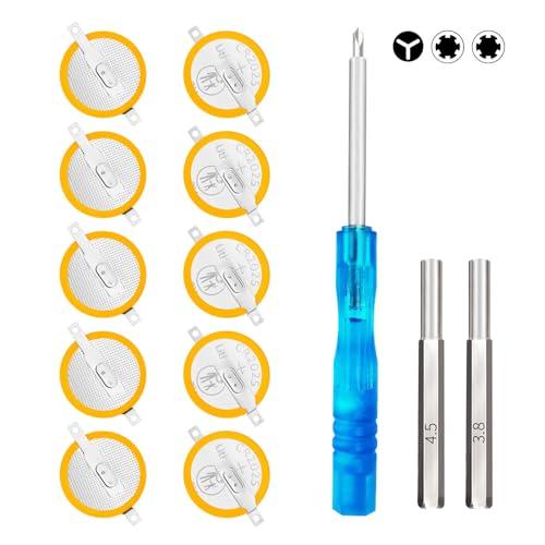 IWANGDO Batteria CR2025 con codolo compatibili con Game Boy Color, Blue, Red, Gold, Silver, Crystal Save Confezione da 10 pile con punte di sicurezza da 3,8 mm, 4,5 mm e set di cacciaviti triwing
