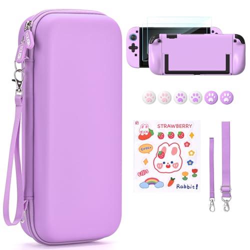 Younik Custodia Switch 2 Compatibile con NS Switch 2 (2025), Kit Accessori 15 in 1 Include Custodia con 19 Alloggiamenti per Schede di Gioco, Custodia Protettiva per Console Switch 2 & J-Con (Viola)