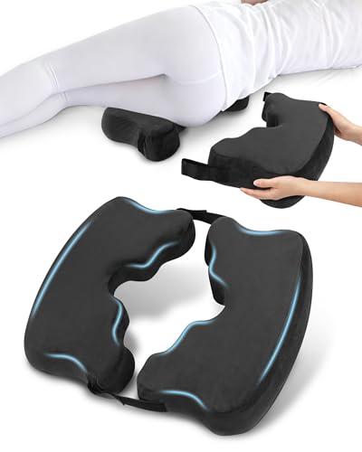 HOMCA Cuscino Antidecubito Pieghevole e Regolabile, Cuscino per Coccige in Memory Foam per Persone Costrette A Letto e Lunghi Periodi Seduti (Nero)