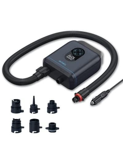 TOPUMP TPS260 Pompa SUP Ricaricabile, 20PSI Elettrica con Auto-Off, Gonfiaggio & Sgonfiaggio Doppio Stadio, Connettore 12V DC & Type-C per Paddle Board, Kayak, Ala & Aquilone, Tenda, Barca, Materasso