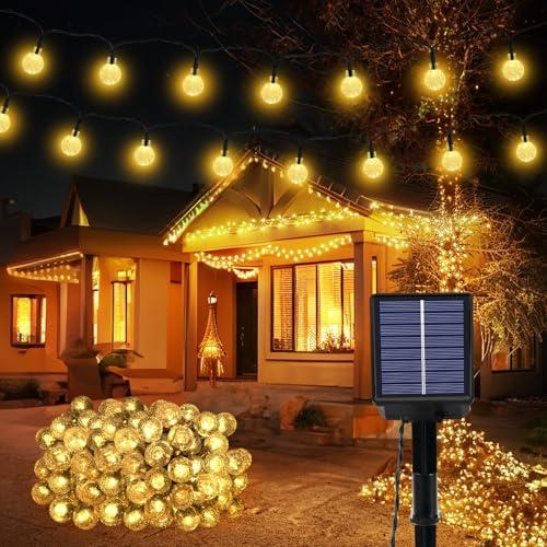 Catena Luminosa Esterno Solare 100LED 8 Modalità Luci Solari Esterno IP65 Impermeabile 18M Luci Giardino Energia Solare per Festa, Campeggio, Balcone, Feste, Gazebo(Bianco Caldo+Funzione di Memoria)
