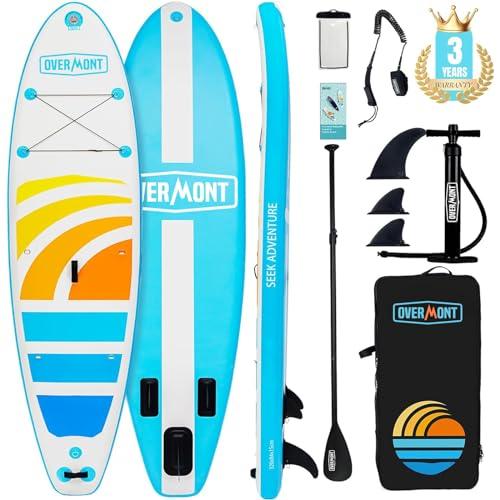 OVERMONT SUP Gonfiabile Antiscivolo per Adulti - Stand up Paddle Board Gonfiabile - Tavola da Paddle in Piedi con Accessori - Ideale per Principianti e Esperti
