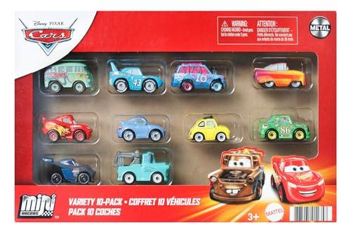 Mattel CARS - Mini Racers, set da 10 mini auto da collezionare, veicoli a spinta dei personaggi più famosi di Disney Pixar Cars, giocattolo per bambini, 3+ anni, GRW27