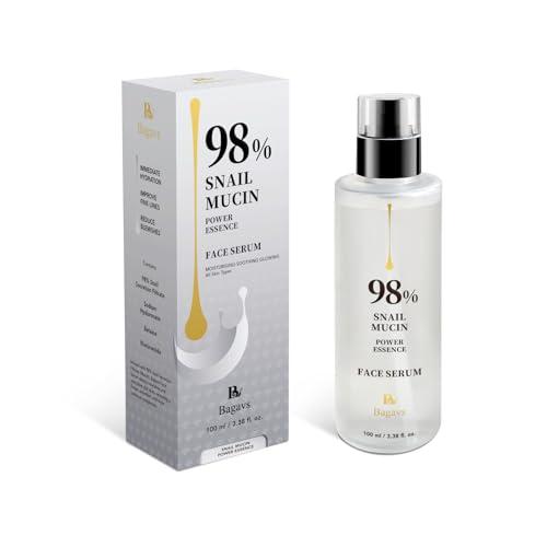 Siero Viso 100ml con 98% Bava di Lumaca, Collagene Idrolizzato, Niacinamide e Acido Ialuronico, Antirughe, Antimacchie Illuminante, e Antietà, si Assorbe Rapidamente dalla Pelle