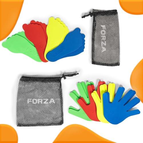 FORZA Marcatori Impronte Mani & Piedi [3 Opzioni Disponibili ] | Migliora Coordinazione, Abilità Cognitive E Garantisce Intrattenimento – Borsa Inclusa (Pacco Combo (16 Pezzi) - 8 Mani + 8 Piedi)