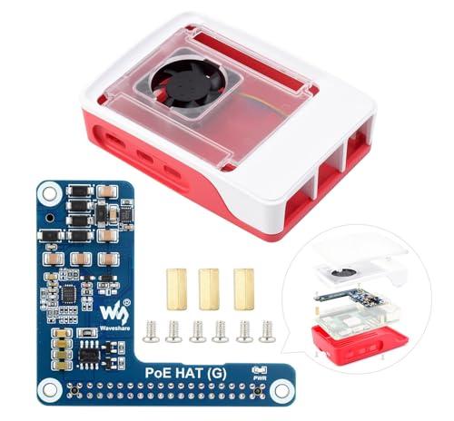 Waveshare Power Over Ethernet Hat (G) Expansion Board for Raspberry Pi 5,Poe Hat with Pi 5 Official Case, 802.3af/at-Compliant,5V 5A Output