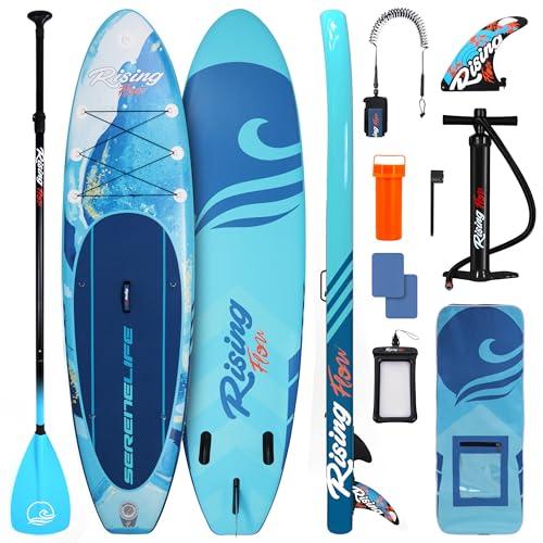 SereneLife Stand up Paddle Board Gonfiabile - Pagaia SUP Antiscivolo, Pompa, Cordino di Sicurezza e Accessori - Divertente Tavola SUP Gonfiabile per Adulti e Giovani con Ampio Design Stabile