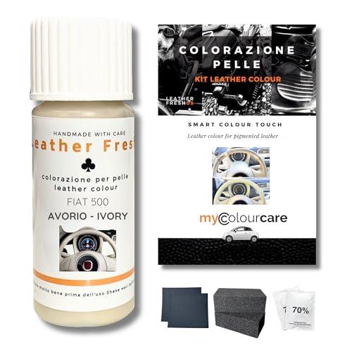 Mycolourcare Kit Ritocco Volante compatibile con Fiat 500 Bianco Avorio Pelle Similpelle Ripristina il Colore dello Sterzo Alternativa al Coprivolante, vernice 3 in 1
