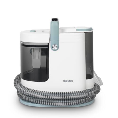 H.Koenig TWT99 Pulitore ad acqua calda e a vapore per tessuti, 1700 W, doppio serbatoio da 1600 ml e 1250 ml, smacchiatore, divano, tappeti, auto, moquette, imbottitura, accessorio per vetri, compatto
