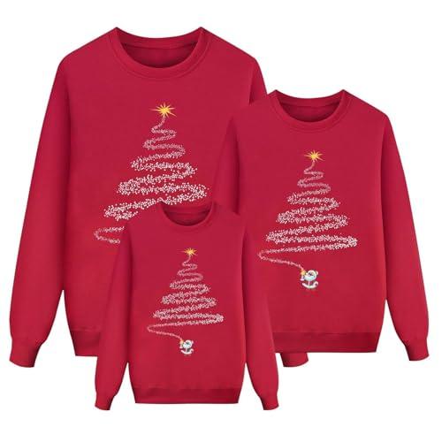 Generico Felpa Natalizia Famiglia Manica Lunga con Stampa Renna Senza Cappuccio Girocollo Invernale Sweatshirt Coordinate Natalizi Set Maglioni Natale Famiglia per Bambino S