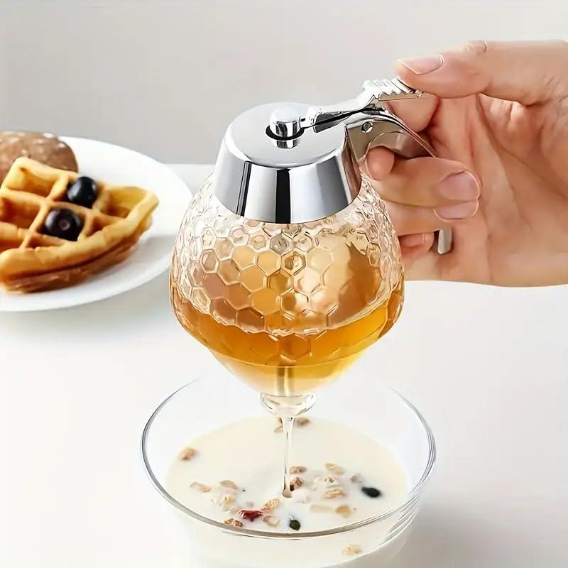 1pc, vaso di miele, contenitore di miele, vaso di miele di tipo creativo KitchenPress-tipo, bollitore dell'erogatore del gocciolamento dell'ape, pentola di sciroppo di sciroppo, vaso di stoccaggio del