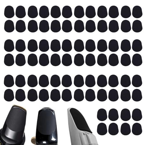 KEYRI 80 Pezzi Boccaglio Cuscino 0.5 mm Cuscinetti per Sax Toppe per Bocchino per Sassofono Cuscinetti in Silicone Cuscinettis per Saxs Contralto Tenore Adesivo Forte Boccaglio Sax (Nero)