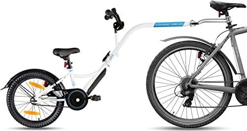 PROMETHEUS BICYCLES rimorchio bici bambini I rimorchio per bicicletta bambini I tandem bicicletta bambini I tandem bici bambino 18 pollici da 5-10 anni Bianco