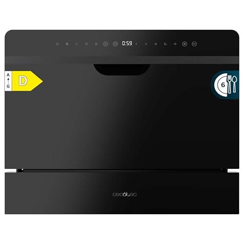 Cecotec Lavastoviglie Libera Installazione 12 Coperti Bolero Aguazero 2500 S-BI Black Glass D. Silenziosa, 5 Programma, KidLock, Risparmio Energetico, Funzione Asciugatura, Vetro Nero, Tattile