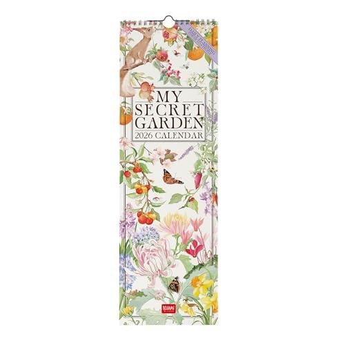 Legami - Calendario da Parete 2026, My Secret Garden, Calendario da Muro Piccolo, 12 Mesi e Planner Annuale, in Inglese, Spazio per Note, Segni Zodiacali, Festività Internazionali, 16 x 49 cm