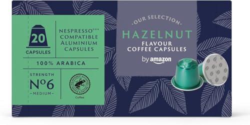 by Amazon Capsule di caffè in alluminio aromatizzate alla nocciola compatibili con Nespresso, 20 pezzi (1 confezione da 20), Certificato Rainforest Alliance