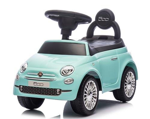 Primi Passi Macchinina Cavalcabile Fiat 500 per Bambini da 12 a 36 Mesi con Suoni e Clacson Sistema Antiribaltamento Vano Portaoggetti Schienale Gioco per Imparare a Camminare (Verde Tiffany)