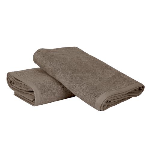 Ruggeri - Set 2 Teli Doccia e Bagno 70x140 cm - 100% Puro Cotone Extra Morbido - Collezione Asciugamani - Let's Color! (Tortora)