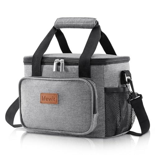 Lifewit Borsa Termica Porta Pranzo 8.5L(12 Lattine), Piccola Borse Frigo Pranzo Ufficio per Uomo e Donna, Lunch Bag per Lavoro, Mare, Viaggio, Spiaggia, Grigio