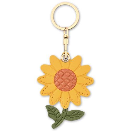 AXFEE Airtags Portachiavi in PU Pelle, Porta Air Tag per GSP Apple, Airtag Cover per Chiavi Zaini e Animale, Portatile, Anti-graffio, Mantiene un Segnale Forte - Girasole