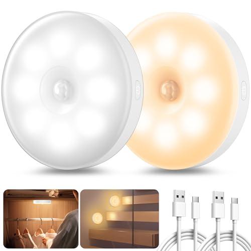 daphomeu 8 LED Luce Notturna LED Ricaricabile USB, Luce a induzione Interna, Luce Notturna Sensore Movimento, per Armadietto, Scale, Cucina, Corridoi, Camera