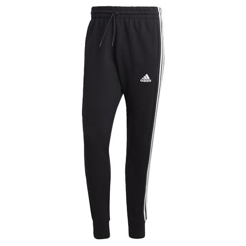adidas Essentials French Terry Tapered Cuff 3-Stripes Joggers Pantaloni sportivi, Black/White, XL Uomo