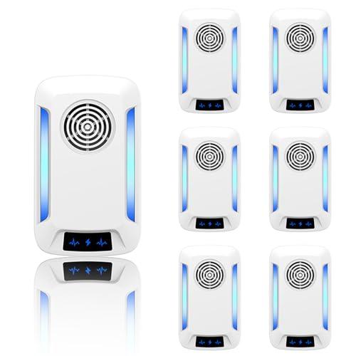 Ultrasuoni per Topi 6 Pack，Repellente Ultrasuoni Anti Zanzare, Elettrico Ultrasuoni Antizanzare, Repellente Ultrasuoni per Anti Topi, Zanzare, Scarafaggi, Formiche, Ragni, Roditori(Bianco)