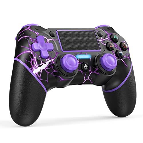 Reddening Controller Gamepad wireless per ps4/PC con motori di movimento e funzione audio, mini indicatore LED, cavo USB e antiscivolo - viola