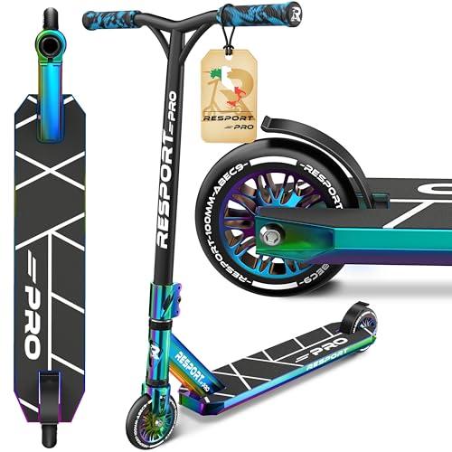 RE:SPORT® Monopattini Freestyle REVO PRO con Supporto, 110 mm PU Wheels & Y-Bar | Monopattino Acrobatico Professionale ABEC 9 cuscinetti a sfera | Stunt Scooter per Adulti e Bambini