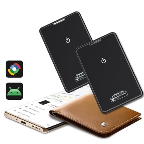 2 Pezzo 2026 Nuovo (solo Android) Smart Bluetooth Wallet Tracker Card Thin 1.6 mm, 6 Anni Batteria, IP68 Impermeabile,Bluetooth Localizzatore Tracker con Google's Find Hub per Borse/Valigia/Passaporti