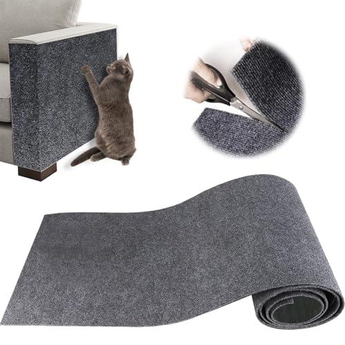 Protezione Divano Graffi Gatto, Tappeto Tiragraffi per Gatti Autoadesivo 200x40cm, Riutilizzabile e Tagliabile, Ideale per Divani, Mobili e Pareti, Tiragraffi divano, Sisal e Moquette (Grigio Scuro)