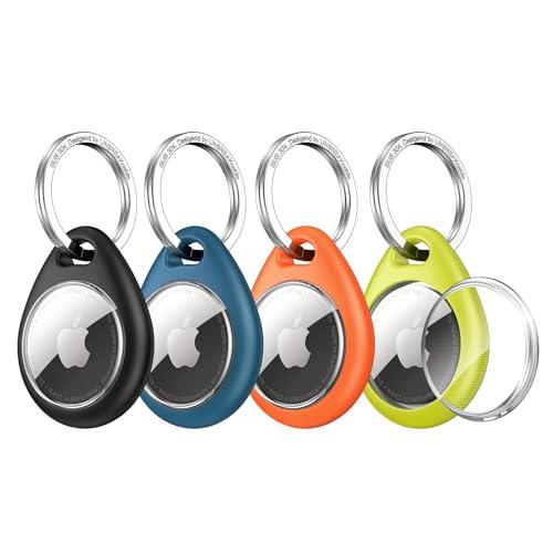 UNBREAKcable Portachiavi per Apple Airtag, Custodia Airtag Impermeabile, Anti-Smarrimento, Anti-Graffio, Porta Airtag in Silicone Lavabile per Chiavi, Collare per Cani/Gatti, Bagagli [4 Pezzi]