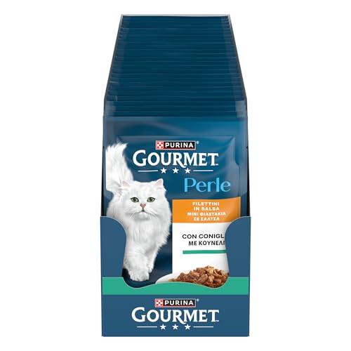 Purina Gourmet Perle Filettini in Salsa Cibo Umido per Gatti con Coniglio 26 Buste da 85g