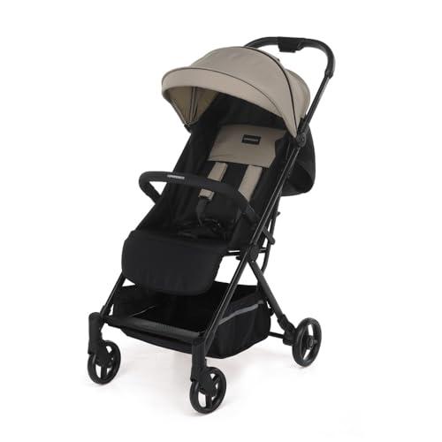 Foppapedretti Passeggino Compatto Voilà, per bambini 0-22 Kg (0-4 anni), Chiusura ad 1 mano, Self-Standing, Schienabile Regolabile, Trasportabile, Porta Oggetti, Telaio in Alluminio, Sabbia