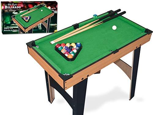 Teorema Giocattoli, Biliardo da Casa, Mini Tavolo da Biliardo Classico con Vere Palle e Stecche in Legno, Gioco per Bambini, Ragazzi e Adulti, Completo di Accessori (77x62x40 cm)
