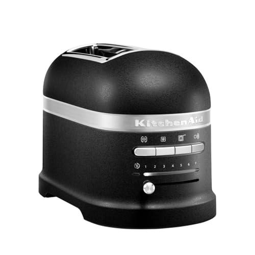 Kitchenaid tostapane - Artisan - Toaster 2 fette con scomparti extra-large e pinze autocentranti - Macchina per Toast con 7 Livelli di Doratura - Retro - Ghisa nero