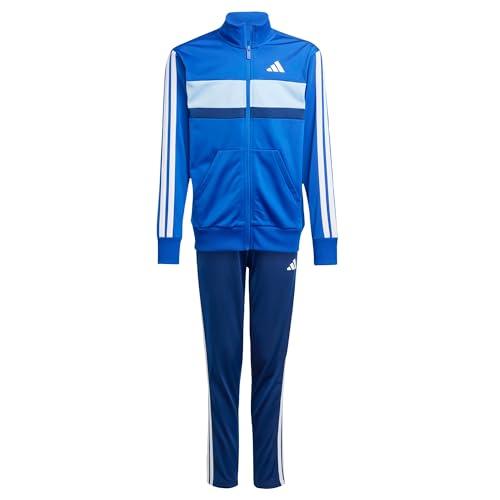 adidas Unisex - Bambini SEASONAL ESSENTIALS TIBERIO 3 STRIPES TRICOT TRACKSUIT, Royal Blue/White/Glow Blue, 13-14 Years