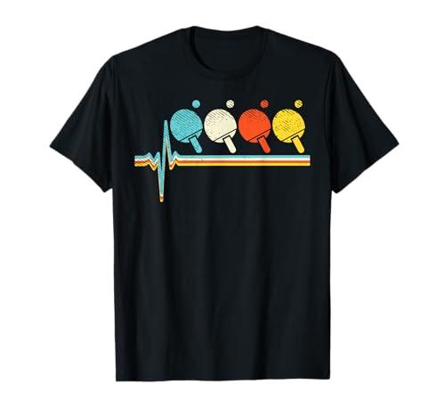 Table Tennis Heartbeat Retro Ping Pong Lover Player Gift Maglietta
