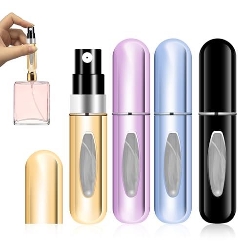 CNMTCCO Porta Profumo Da Viaggio, Confezione Da 4 Porta Profumo Da Borsetta, Porta Profumi Da Viaggio, Piccolo E Portatile, Adatto Per Viaggi Aerei, Borse, Viaggi (5 ml)