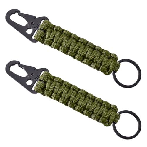 COYUN 2 Pezzi Portachiavi Con Moschettone, Robusto Portachiavi in di Sopravvivenza Militare per Uomini e Donne in Campeggio-verde