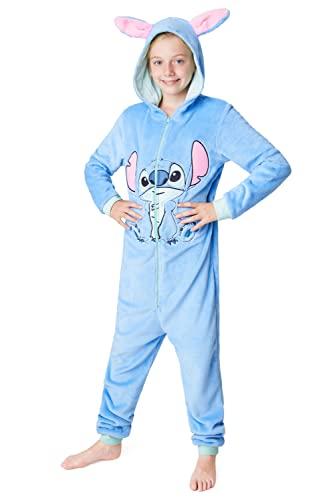 Disney Pigiama Intero Pile Bambina - Pigiama Stitch Angel Minnie Malefica 2-15 Anni - Gadget Stitch Idea Regalo Bambine (Blu Stitch, 11-12 Anni)