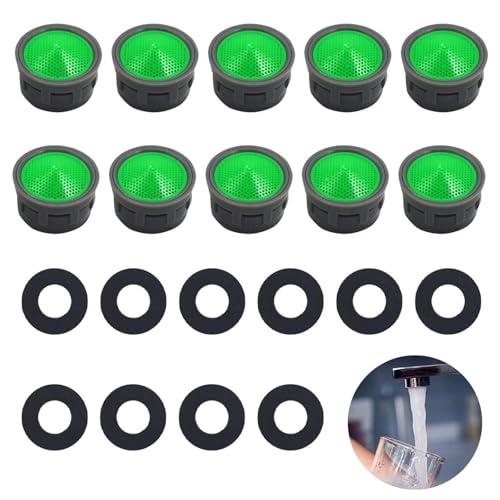 Set di aeratori per rubinetto, confezione da 10, regolatore di flusso, filtro per rubinetto con guarnizione e filtro in ABS, ugello di miscelazione, aeratore, inserto per il risparmio idrico, pezzi di