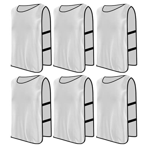 PTJJXA 6 Pezzi Casacche Calcio Adulti, Allenamento Pettorina da Calcio, Scrimmage Formazione Gilet, Pettorina Sport Riutilizzabile, Sports Bibs per Basket Rugby Calcio Formazione, Taglia xl (Bianco)
