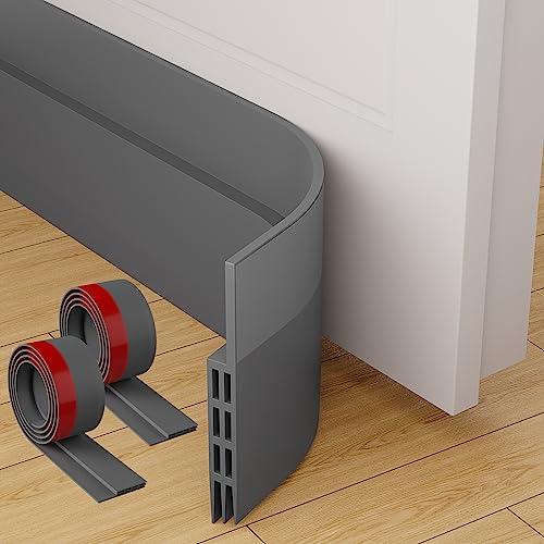 MARICATO 2 Pezzi Paraspifferi Porta Blindata, Paraspifferi Sottoporta Blindata, Paraspifferi Porta Ingresso Ideale anche per Protezione da Suoni, Freddo, Antipolvere e Anti Bug (200 x 5 cm Grigio)