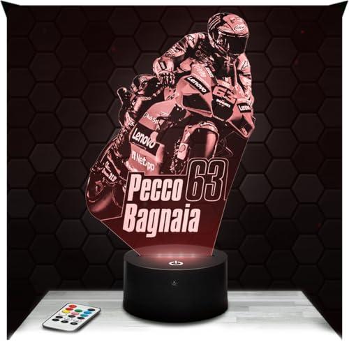Lampephoto.fr - Lampada 3D GP Moto P. Bagnaia, Luce Notturna Tattile GP Moto P. Bagnaia, Illusione 3D Led, Idea Regalo di Natale per Ragazzi e Ragazze Lampada da Notte per Bambini o Adulti TOP