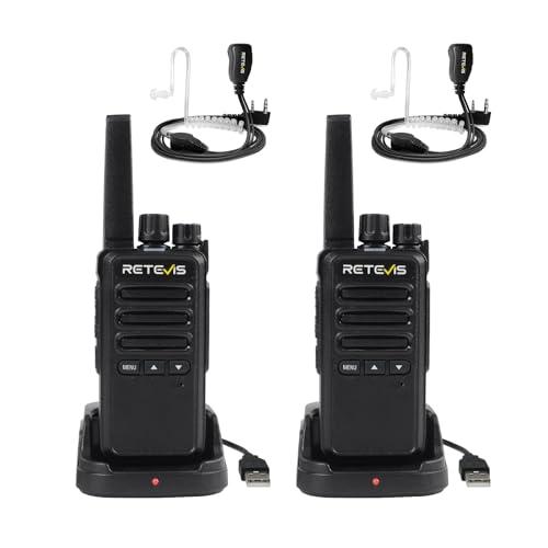 Retevis RT668B Walkie Talkie con Auricolare, PMR 446 Ricetrasmittenti Professionali, Senza Licenza Woki Toki, VOX, 16 Canali, CTCSS/DCS, Walkie-Talkie Robusta per Viaggi, Campeggio (Nero, 2 Pezzi)
