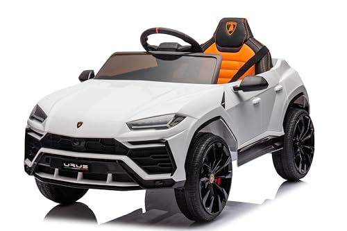 Macchina Elettrica Per Bambini Lamborghini Urus con Sedile in Pelle Auto Elettrica 12V per Bambini Full Optional (Bianco)