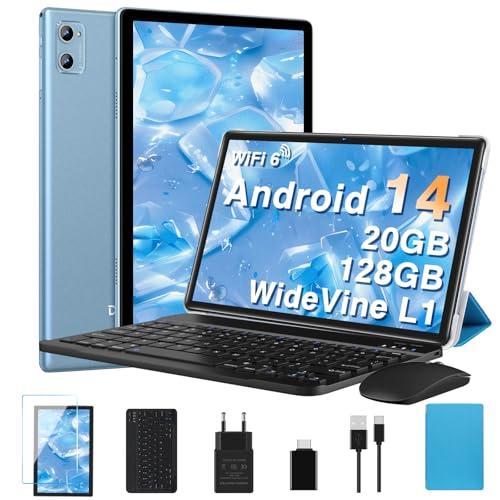 2025 Newest Tablet 10 Pollici 20GB RAM+128GB ROM(TF 2TB), Android 14 Tablets Octa Core, Batteria 6000mAh, 5G+2.4G Wi-Fi 6, BT5.0, 8MP+5MP, Cast, Widevine L1, GMS Tablet con Tastiera e Mouse, Blu